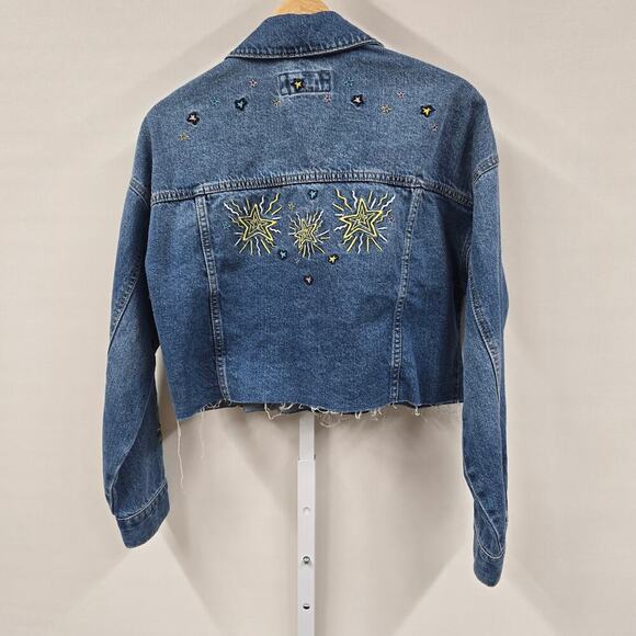 Forever 21 Embroidery Cropped denim Jacket Small - Picture 5 of 5
